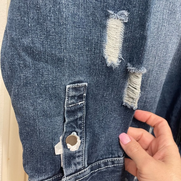 Distressed denim jacket shacket American Bazi brand size 2x NWT - Picture 6 of 7